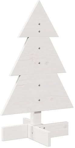 vidaXL Arbre de Noël en Bois pour décoration Blanc 60 cm pin Massif, décoration de Sapin de Noël en Bois, Sapin de Noël en Bois, Sapin de Noël en Bois Massif