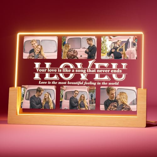 Bemaystar Personalised Valentines-Day-Gifts: Personalised Photo Gifts, Customized Love Night Light Gifts for Boyfriends Girlfriends Husband Wife