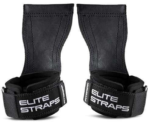 Fitgriff® Elite Straps 2.0 - Zughilfen mit Gummi-Pad für Krafttraining - Bodybuilding, Fitness, Gym - Lifting Straps - für Frauen und Männer (Schwarz, S/M)