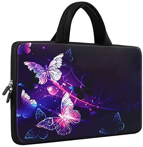 Mibbxea 11,6-12 Zoll Laptop-Tasche Sleeve Hülle,Computer Chromebook Ultrabook Tragetasche,Neopren-Reisetasche, Netbook-Aktentasche mit Griff für Dell HP Lenovo ASUS Acer (Schmetterlinge)
