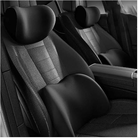 LPOJUHBSWAR Auto Lendenkissen Nackenkissen Kit für MG MG5 2021, Autositze Kopfstütze Lendenwirbelstütz Rückenstütze Kissen Zubehör,A/Black
