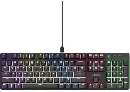 Trust Gaming GXT 871 Zora Tastiera Meccanica 100% Layout Italiano QWERTY Retroilluminata RGB, Tasti Huano Lineari, Anti-Ghosting con N-Key Rollover, Tastiera Gaming con Filo USB, PC, Laptop, Nero
