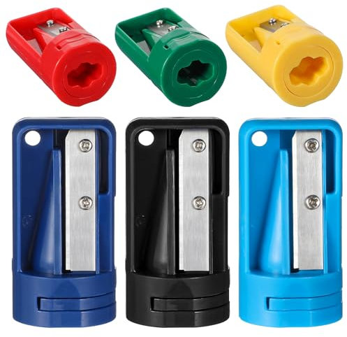 6 Stück Zimmermann Bleistiftspitzer, Farbe Anspitzer für Zimmermannsbleistift, Tragbarer Pencil Sharpener, Manueller Bleistift Spitzer für Holzbearbeitung Schule Büro und Reisen (6 Farben)