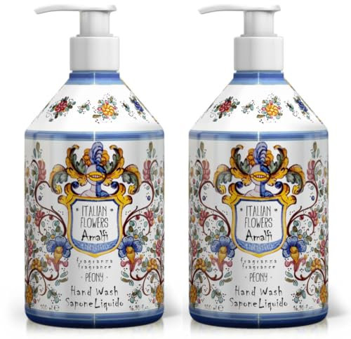 2x Le Maioliche - ITALIAN BOUQUET AMALFI - SAPONE LIQUIDO MANI 500 ml - MADE IN ITALY - - Note di Neroli, Pompelmo, Rosa Bianca, Cedro + OMAGGIO 2 Tisane Funzionali Viropa