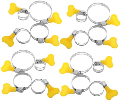 DIYEAH Colliers De Serrage Inox Réglables Vis à Oreilles Et Poignée Pratique, Acier Inoxydable Solide, Assortiment 16 Pièces Pour Plomberie, Fixation Tuyaux D'eau Et Conduites D'air