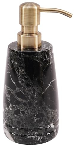 SPESHSTONES Dispenser per sapone in marmo 19 cm Nero Dispenser per sapone liquido e per sapone per le mani per lavello da cucina - Contenitore per disinfettante, lozione, shampoo schiumogeno per