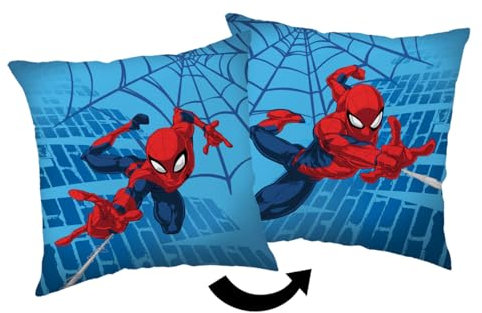 Marvel Spider-Man Kissen, 40 x 40 cm, weiches dekoratives blaues Wurfkissen für Kinderzimmer, Sofa oder Geschenk, offizielles Lizenzprodukt, Superhelden-Heimdekoration, Jungenzimmer-Accessoire