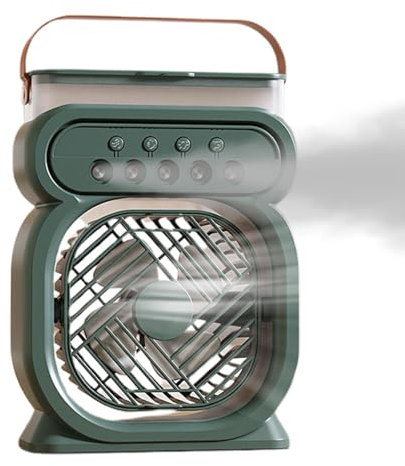 shuhauk Ventilatore nebulizzatore portatile, ricaricabile, 3 velocità del, serbatoio 'acqua da 450 ml con luce notturna in 7 colori, per spiaggia, crociera, escursionismo,