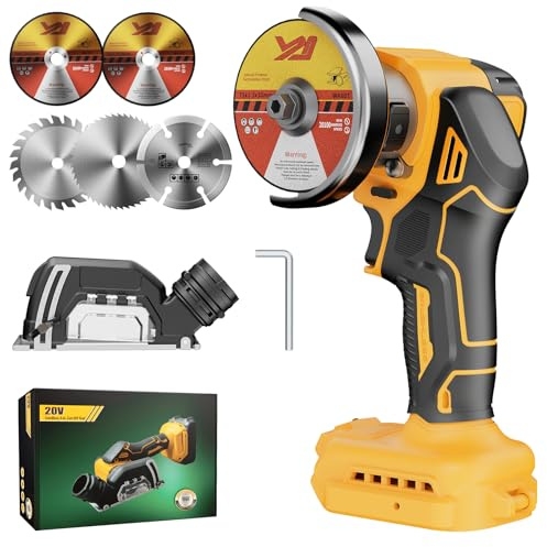 CAMXTOOL 3 Inch Cordless Cut Off Tool for De-walt 20V Battery, Mini Circular Saw 19500RPM, 5 Saw 3” Blades for Metal, Wood, Tile and Plastic Cutting, Removable Dust Cover (Tool Only)