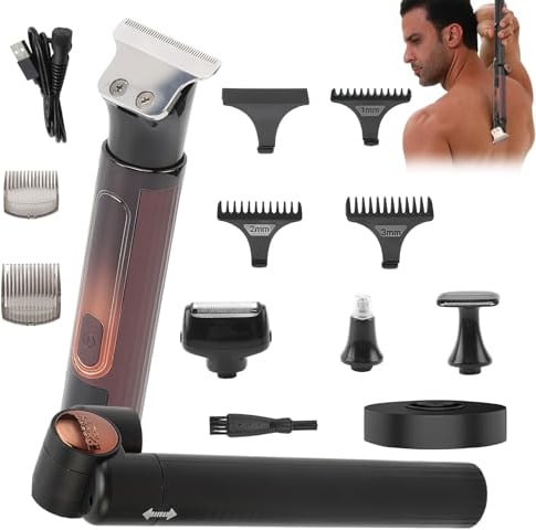 Rasoirs de dos pour homme, kit de tondeuse 4 en 1 avec poignée d'extension