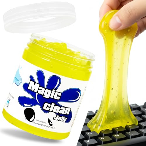 VyxStelyndric Gel de Nettoyage pour Clavier de Voiture, Gel de Nettoyage pour Intérieur, Voiture Nettoyant, Slime Nettoyant Réutilisable, pour Ordinateur Portable, Imprimante, Appareil Photo(Jaune)