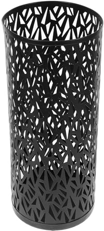 DIYEAH Walking Sticks Holder Hollow Iron Rustic Metal Bucket Planter round Black Iron Organizing Umbrellas Space Saving Elegant Intricate Design for Entryway Hallways