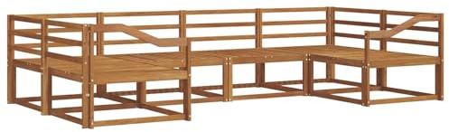vidaXL Outdoor-Sofagarnitur 6 pcs Natur Massivholz Akazie, Akazienholz Outdoor-Sofa-Set, modernes Gartenmöbel, Pool-Sitzgelegenheiten, Hinterhof-Lounge, Patio