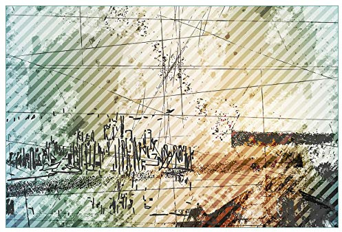 Wallario Küchenrückwand selbstklebend 90 x 60 cm, Motiv: Grunge Stil Streifen Schrift und Muster | Spritzschutz abwischbar & pflegeleicht