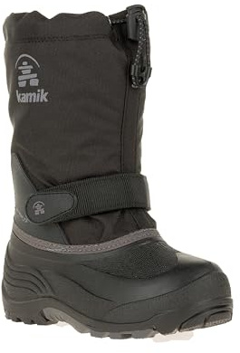 Kamik Girls' Waterbug5 Snow Boot, Black/Charcoal, 7 Medium US Big Kid
