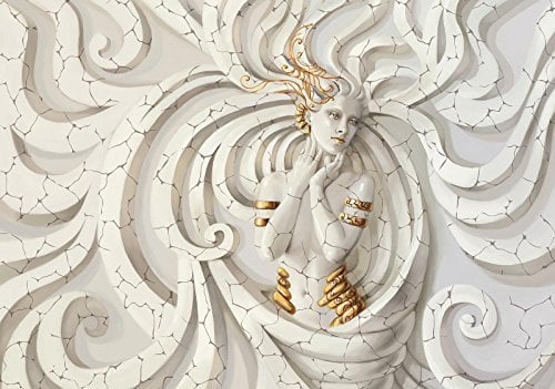 Forwall - Vlies Fototapete Medusa Frau Fantasy Beige weiß 312x219 cm - Fototapeten - Tapeten - für Wohnzimmer Schlafzimmer - Vliestapete Wandtapete Tapete 3D Effekt- inkl. Kleister