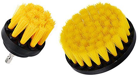 OxoxO - Kit di fissaggio per spazzola per pulizia da trapano, 10,2 cm, setole medie e morbide da 5,1 cm, per piastrelle da piscina, pavimenti in mattoni, ceramica, marmo, malta in vetro, tappezzeria