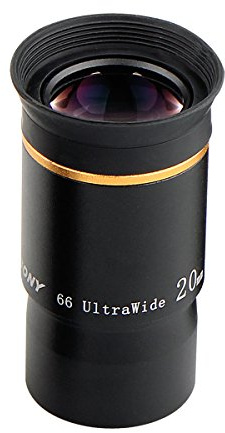 Svbony Telescope Eyepiece 1.25 Inches, 20mm 66 Degree Wide Angle Eyepiece with Multi Layer Coating and Long Eye Relief Goldline Eyepiece, Telescope Accessories Suitable for Planetary Observation