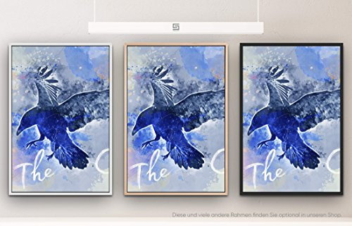 Paul Sinus Art Crow II 90x60cm auf Leinwand im Schattenfugenrahmen Weiss