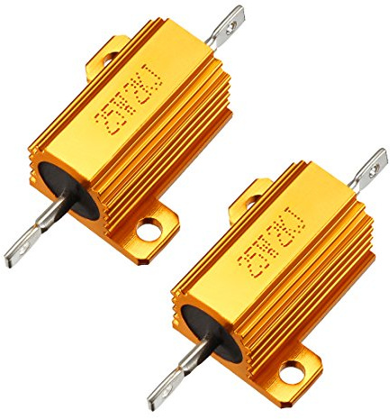 sourcingmap 25W 2k Ohm 5% Aluminum Housing Resistor Screw Tap Chassis Mounted Aluminum Case Wirewound Resistor Load Resistors Gold Tone 2 pcs