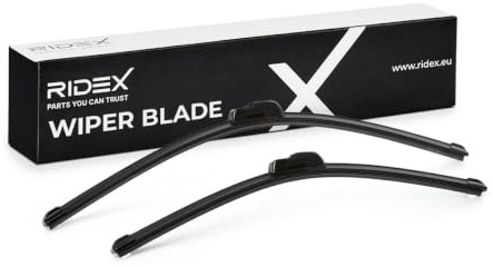 RIDEX Scheibenwischer Set Wischerblätter Satz ohne Spoiler Frontscheibenwischer Vorne Wischblattausführung: Flachbalkenwischblatt Rahmenlos Länge 1: 600mm Länge 2: 500mm 298W0103