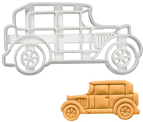 BAKERLOGY Vintage Car Cookie Cutter - Detailed Biscuit Cutter Design for Baking and Crafts, Ideal on Fondant, Dough, Clay