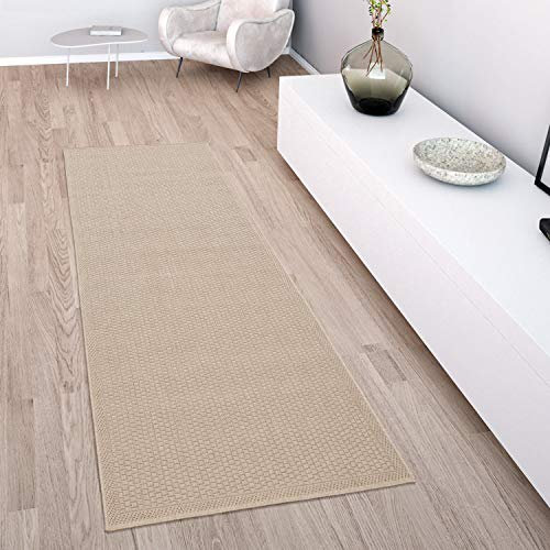 Paco Home In- & Outdoor Teppich wetterfest für Garten, Terrasse & Balkon flachgewebt in Moderner Sisaloptik einfarbig pflegeleicht & UV-beständig, Grösse:200x280 cm, Farbe:Beige