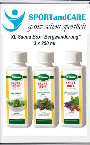 XL Saunaaufguss Bergwanderung: Bergkräuter,Gebirgslatschenkiefer,Kräutermischung (3x250ml) von Finnsa