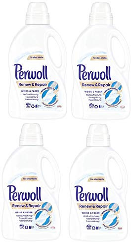 Perwoll Renew und Repair Weiß und Faser Feinwaschmittel, 96 (4 x 24) Waschladungen, für weiße Wäsche