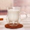 Moonlove Creative Double Glass Cup Milk Coffee Mug Transparent Tea Cup Insulated Dual Walled for Cold Hot Drinks Juice with Handle 300ml Christmas Birthday Valentine's Day Gift