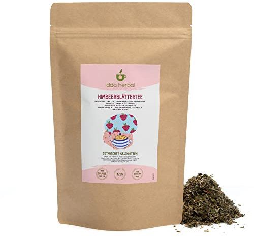 Feuilles de Framboisier (125g), Thé en Vrac, Feuilles de Framboisier Délicatement Séchées, 100% Naturelles et Pures pour la Préparation de Tisane, Thé aux Feuilles de Framboisier, Infusion