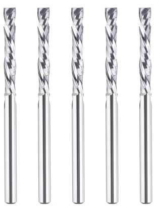 SpeTool 5 piezas de fresa de compresión fresa espiral puntas arriba y abajo corte 1/8 diámetro de corte 1/8 vástago 22mm longitud de corte fresa de extremo CNC de carburo sólido