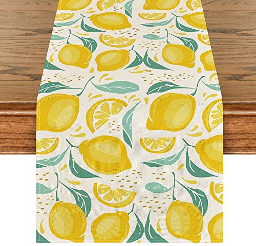 Artoid Mode Zitrone Sommer Tischläufer, Waschbar Modern Küche Esstisch Dekoration für drinnen und draußen Urlaub Party Wohnzimmer Dekor 40 x 140 cm