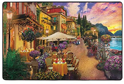 Teppich, rutschfest, Lake Como See Kleine Stadtdruck, Flanell, rutschfest, Teppich, 91,4 x 61,1 cm und 183,9 x 121,9 cm für Wohnzimmer, Schlafzimmer, Flur, Küche