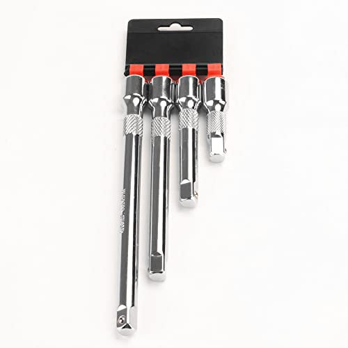 FLZOSPER 4-Pieces Socket Extension Set,1/2 Drive Socket Quarter Inch Extension Bar Set 1-3/4-inch, 3-inch, 6-inch and 10-inch Extensions - Premium Chrome Vanadium Steel with Mirror Finish