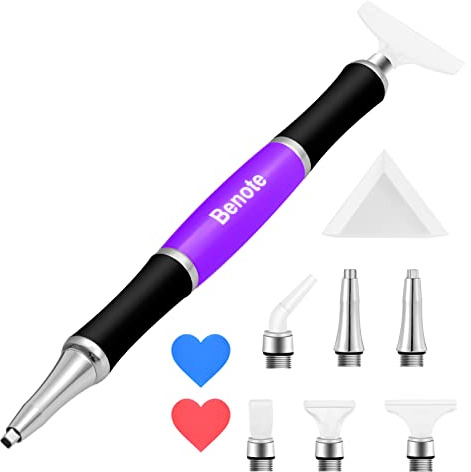 Benote Stylo peinture diamant ergonomique, double pointe caoutchouc-métal, loisirs créatifs, peinture diamant 5D - B10 Violet