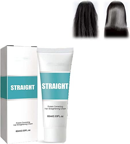 2023 New Protein Correcting Hair Straightening Cream 60g, Silk & Gloss Hair Straightening Cream, Nourishing Fast Smoothing Collagen Hair Straightener Cream for Curly Hair and Dry Hair (1pcs)