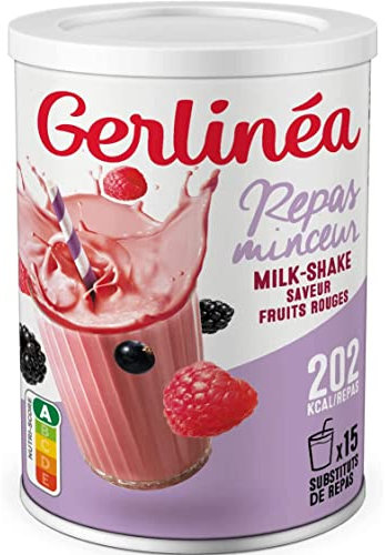 Gerlinéa Boisson Milkshake goût Fruits Rouges - Substituts de repas riche en protéines - Poudre à reconstituer - contient 15 repas