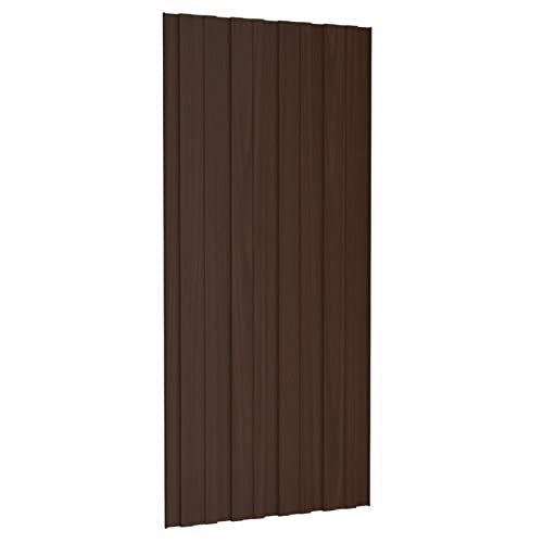 Keketa Paneles de techo de 12 piezas, material de construcción para techos de construcción, cobertizo de hoja de techo, panel de techo, chapa de techo de acero galvanizado, marrón 100 x 45 cm