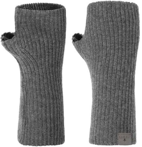 LIERYS Uni Merino Stulpen - Armwärmer aus Merinowolle - Pulswärmer Damen für Herbst/Winter - Fingerfrei - Made in Germany grau One Size