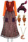 Weiblich Winifred Sanderson Kostüm Mary Sarah Sanderson Cosplay Perücke Ohrringe Halskette Kleid Zubehör für Halloween (Orange 3, Medium)