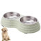 Wolike Pet Bowl Basic Dog Bowls Pet Bowl Anti Overturning and Anti Slip Double Bowl Dog Bowl Dog Plate Cat Bowl Stainless Steel Water Bowl Bottom with Anti slip Pad (Green-Small)