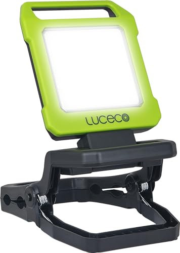 Luceco LED Inspection Work Light with Folding Clamp and USB Power Bank, Rechargeable, 2 Light Modes, Stand and Carry Handle, Rotating, IK07, 10W, 1000lm, 6500K, LILC10G65