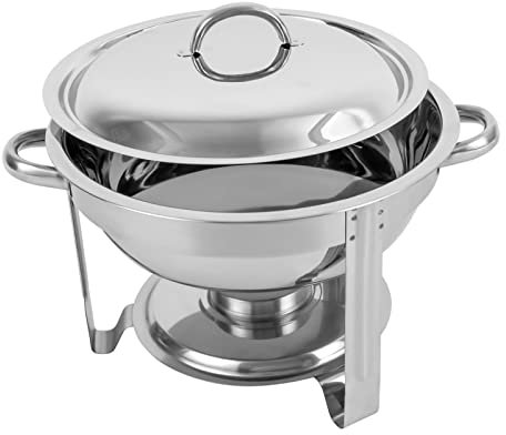 JAYEUW Chafing Dish Round Food - Contenitore termico in acciaio INOX con supporto per combustibile