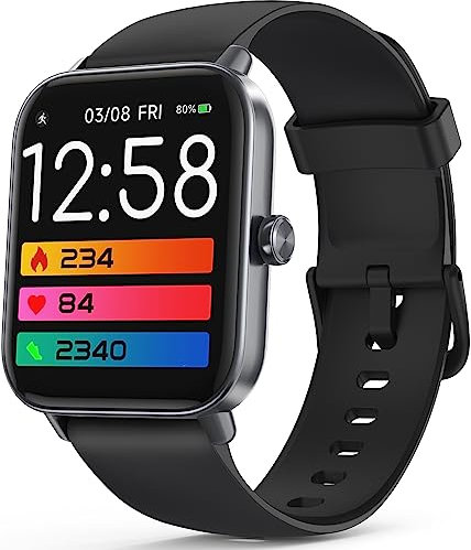 Amzhero Smartwatch Uomo Donna: 1.8 Orologio Digitale con Telefonate Bluetooth Impermeabile IP68 Orologi Fitness Monitoraggio della SpO2/Sonno Frequenza Cardiaca Contapassi per Android iOS