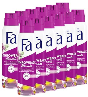 FA Deospray #Throwback Moments (12x 150ml), Deodorant mit dem sinnlich-tropischen Duft von pinkem Lotus, Pink Sunset Dreams, Vegane Formel, stoppt Bakterien ohne Aluminiumsalze