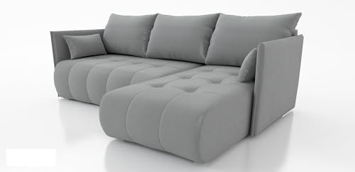 Verona Idee EckSofa mit Schlaffunktion Grau INARI 91 Moderne Stil EckSofa zum Entspannen Ottomane Links/Rech