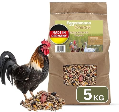 Eggersmann Körnerpick 5 kg Hühnerfutter - Struktur Körnermix Oregano - Hühner Körnerfutter Basic Geflügelfutter - Premium Körnermischung für Hühner Gänse und Enten