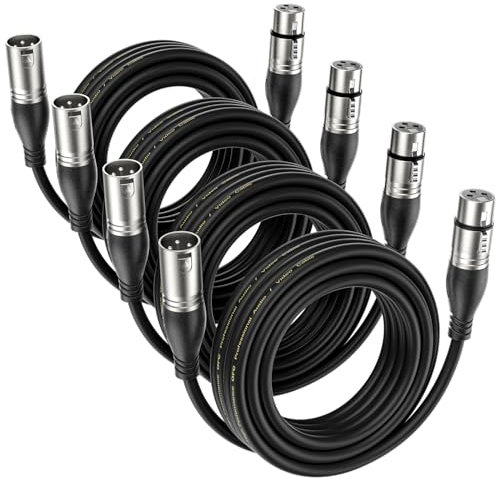 EBXYA XLR Cable XLR Male to Female Cable 5M 4Pack Microphone Cable 3-Pin Balanced DMX Cable XLR Patch Cable