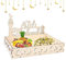 JLTXKST Ramadan Tablett,Eid Mubarak Teller Holz Tablett,Quadrat Serviertablett mit Mond und Stern Muster, Ramazan Deko, für Frühstück, Abendessen, Dessert, Gebäck. (A)
